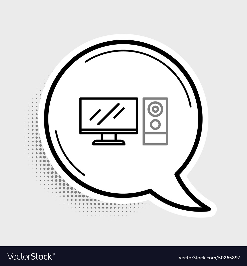 Line computer monitor icon isolated on grey vector image Line computer monitor icon isolated on grey
