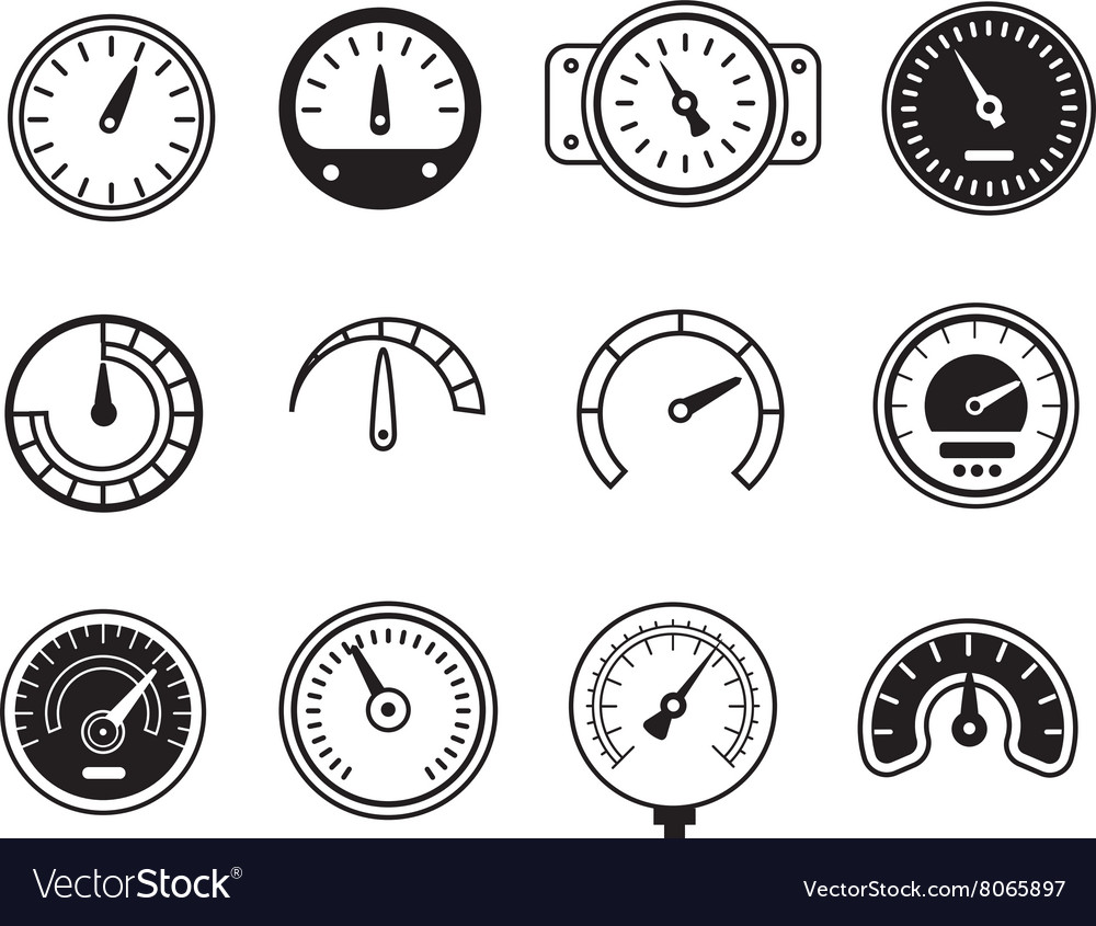 Meter icons symbols speedometers manometers Vector Image