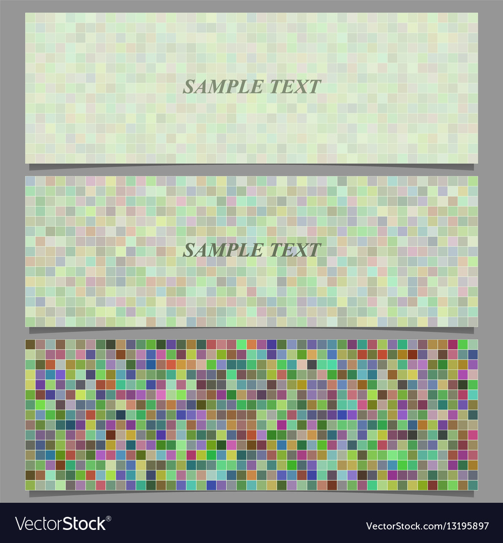 Multicolored square mosaic pattern banner set