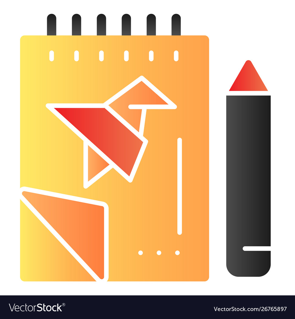 Notebook with project and pencil flat icon Vector Image Notebook with project and pencil flat icon