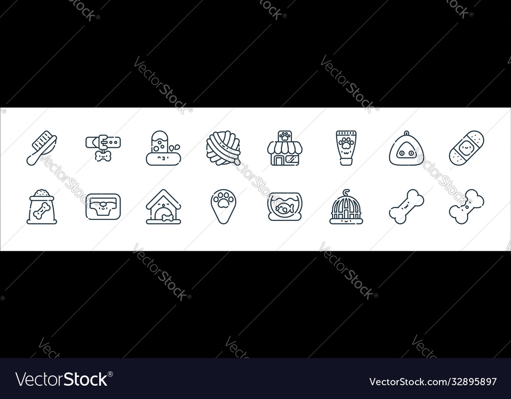Pets line icons linear set quality
