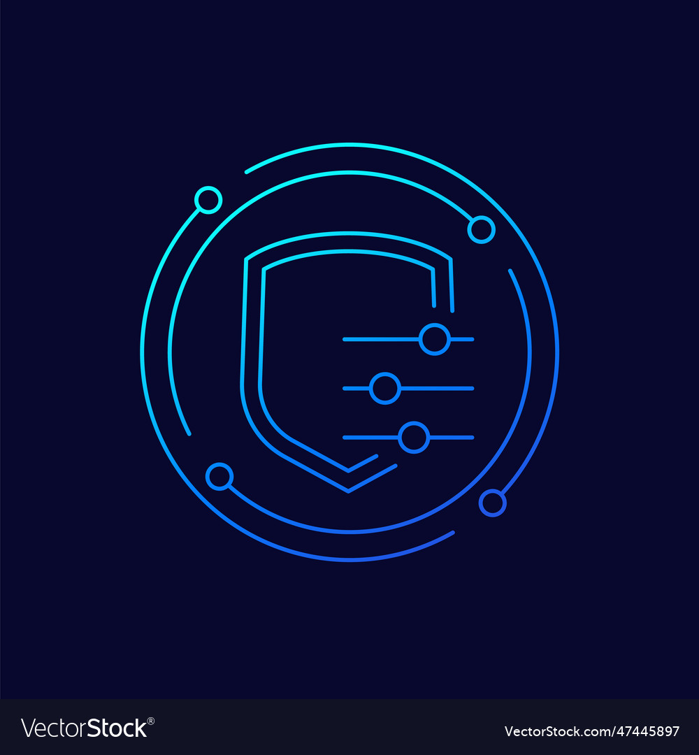 Security settings icon with shield linear design
