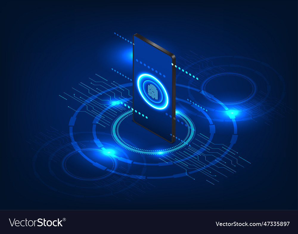 Smartphone technology background with fingerprint vector image Smartphone technology background with fingerprint