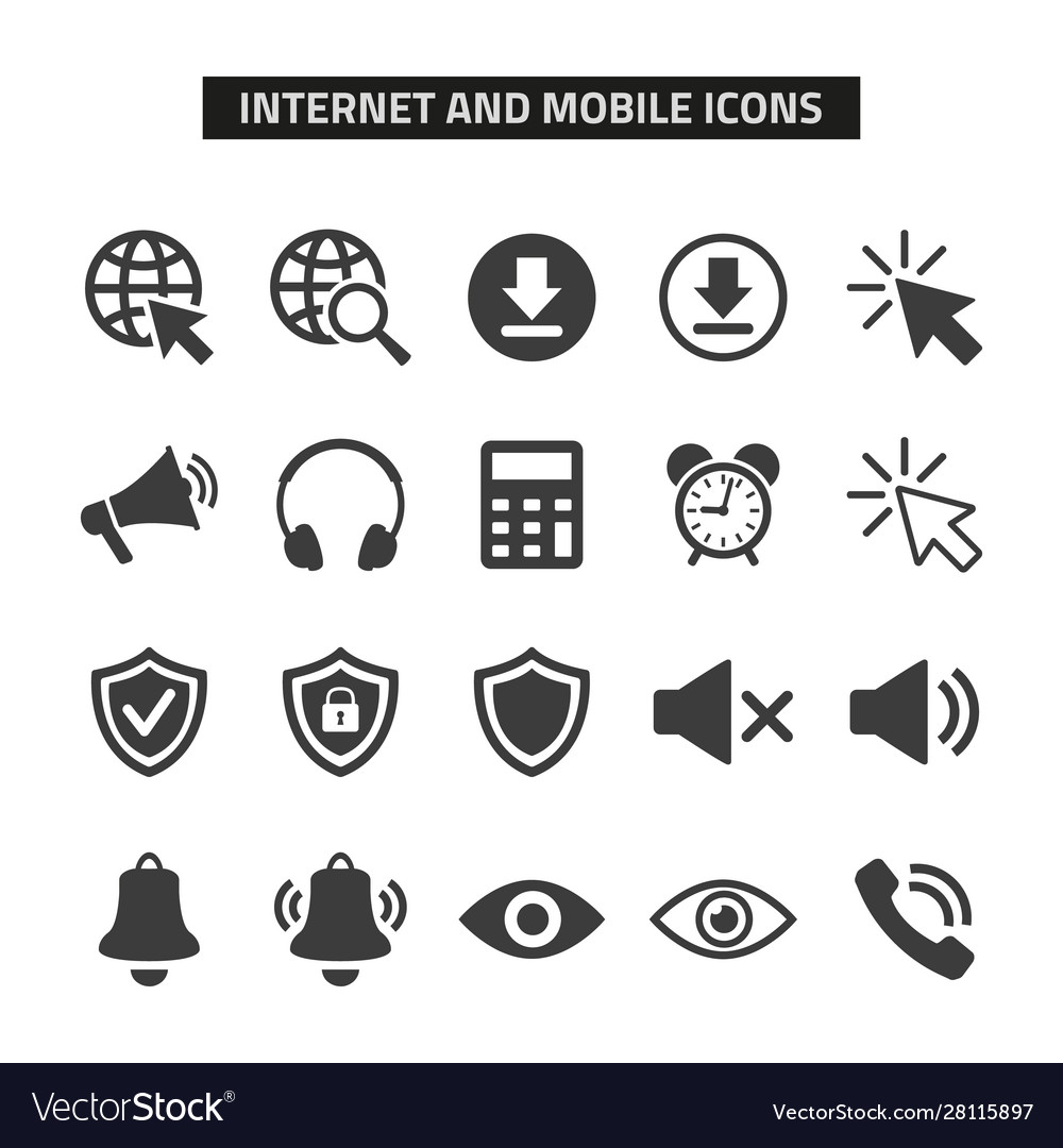 Web and mobile icons set on white background