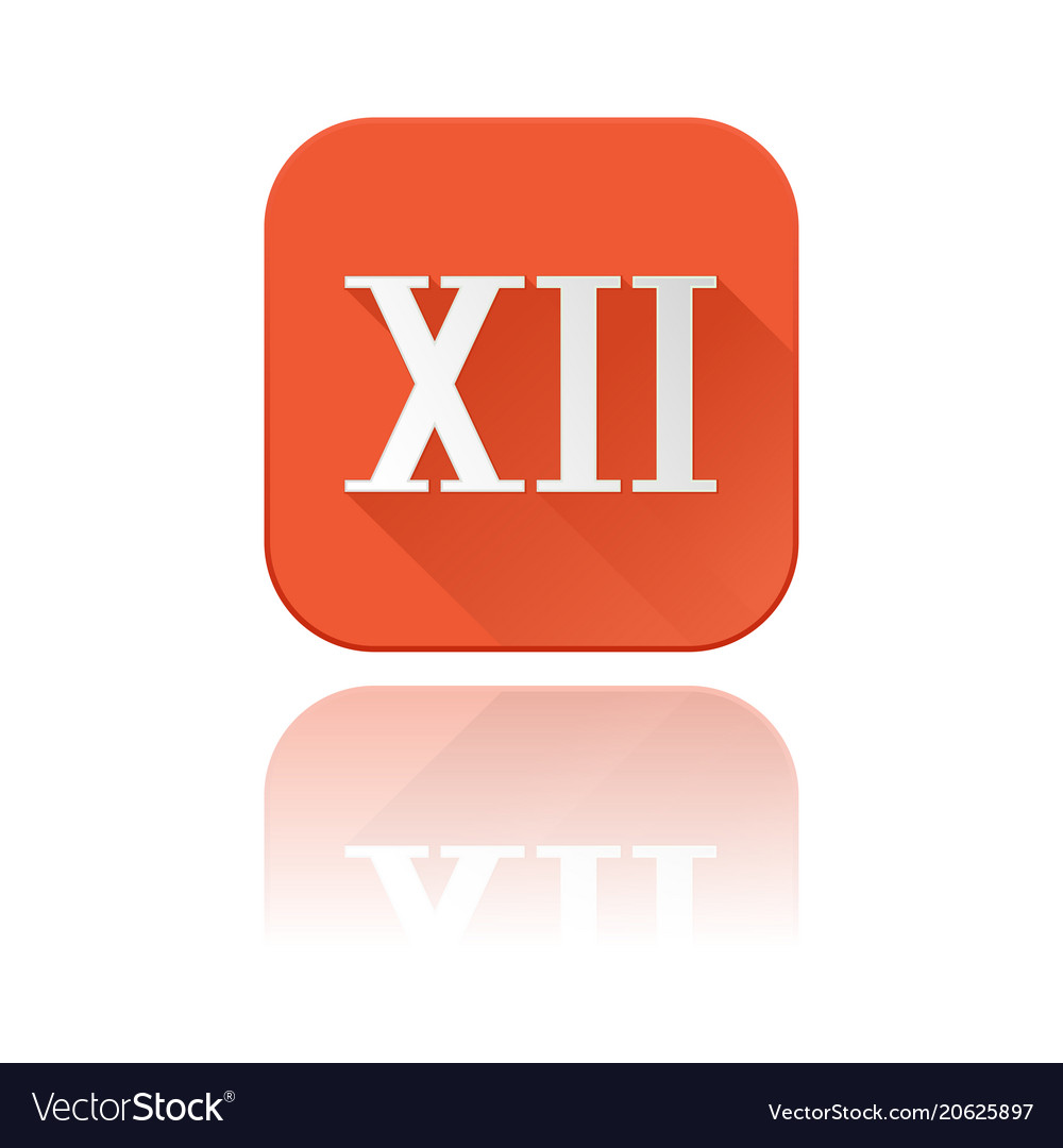 Xii roman numeral orange square icon Royalty Free Vector