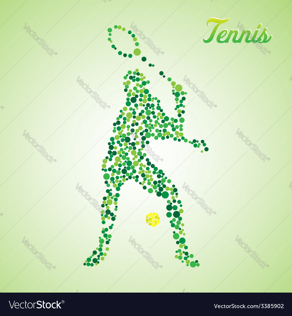 Abstract tennis player kicking the ball