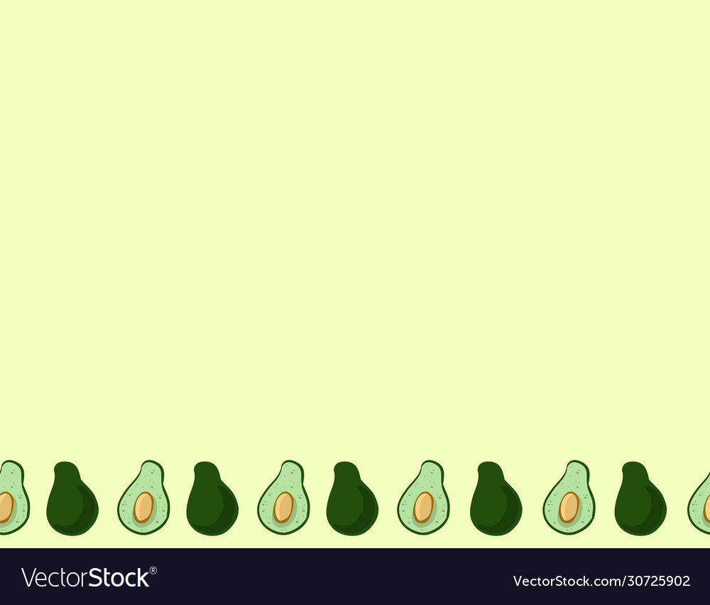 Avocado doodles seamless border pattern cut Vector Image