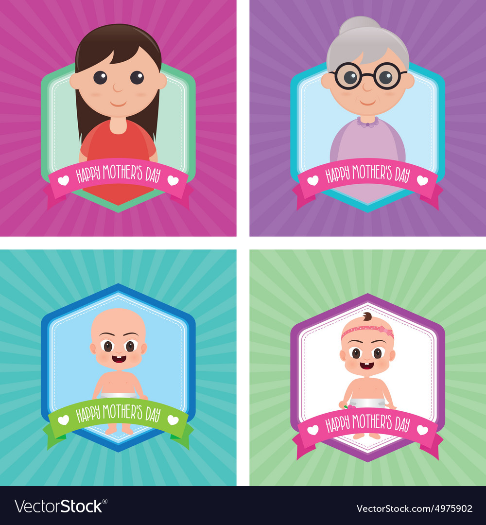 Colored backgrounds with cute objects for mothers