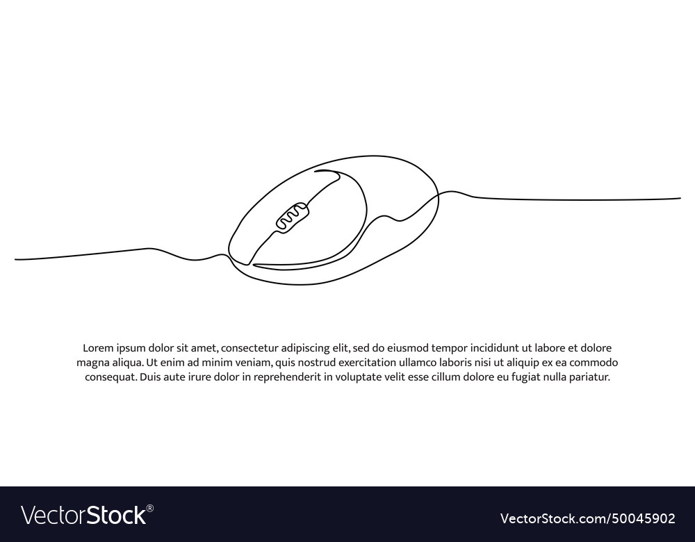 Continuous line design of computer pointing mouse vector image Continuous line design of computer pointing mouse