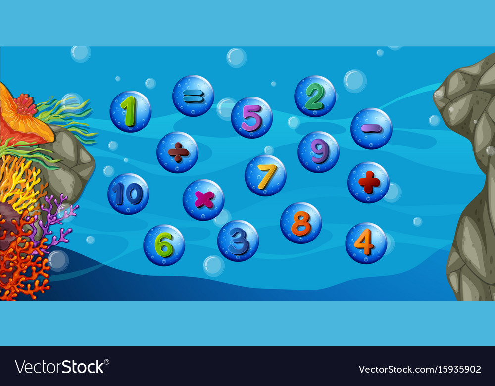 Counting numbers with underwater background Vector Image