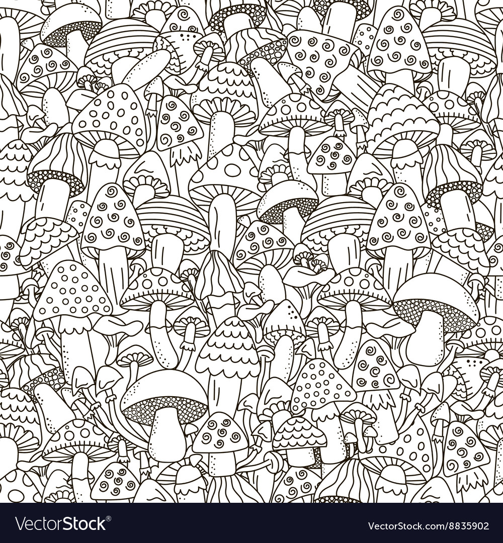 Doodle Mushrooms Seamless Pattern Royalty Free Vector Image 6508