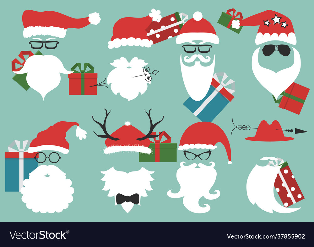 Hipster santa claus silhouette with cool beard Vector Image