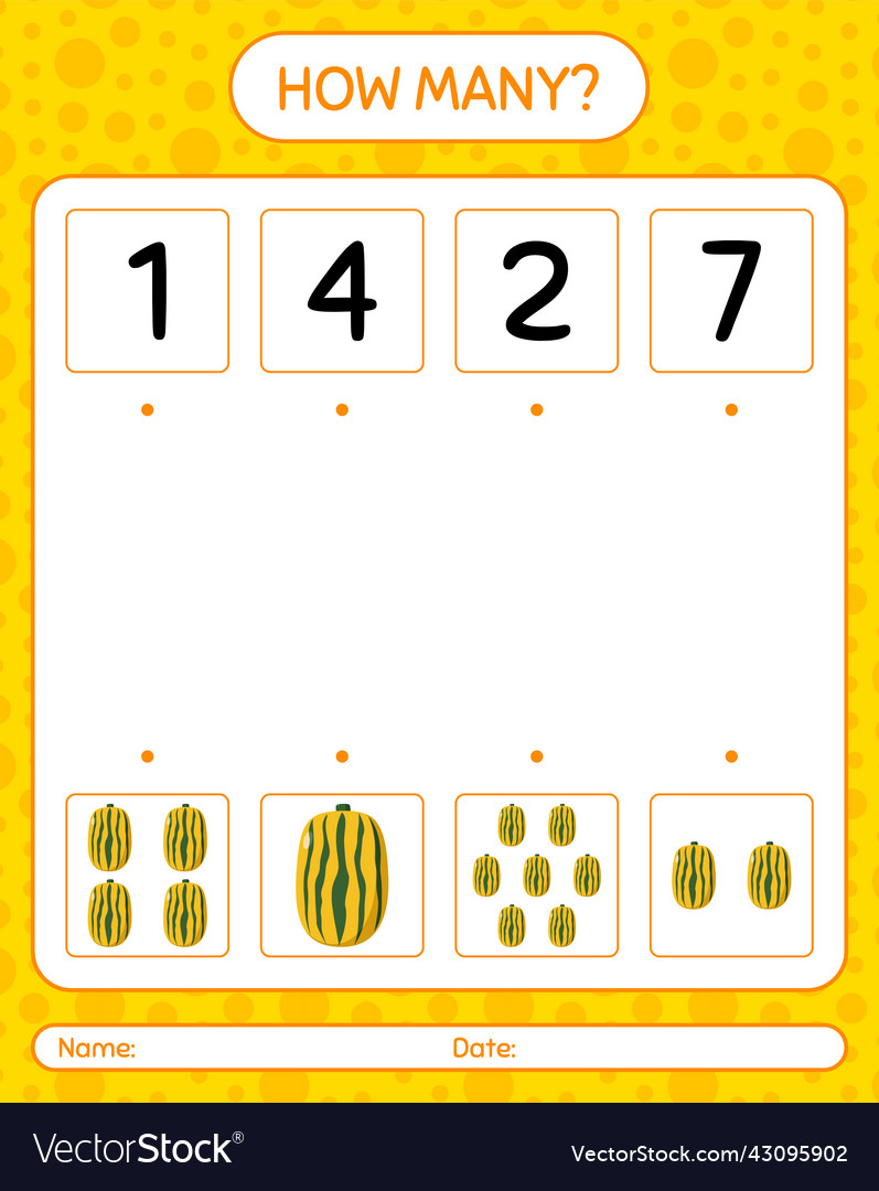 How many counting game with delicata squash vector image How many counting game with delicata squash