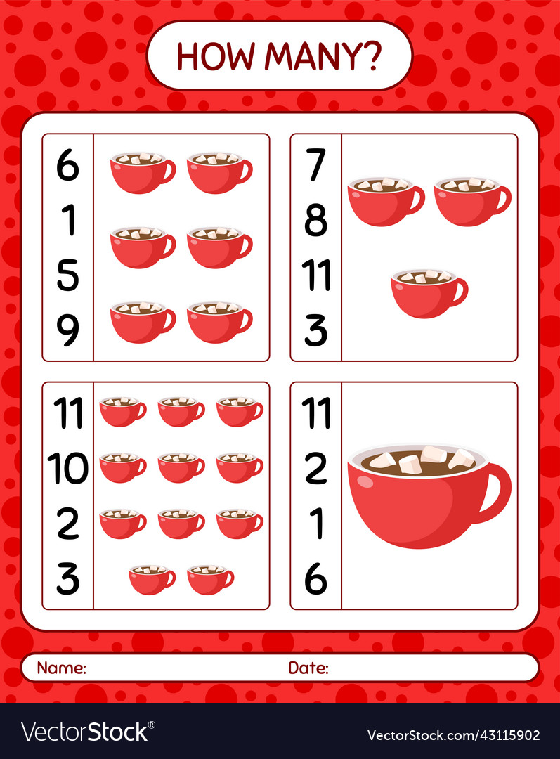 How many counting game with marshmallow on hot vector image How many counting game with marshmallow on hot