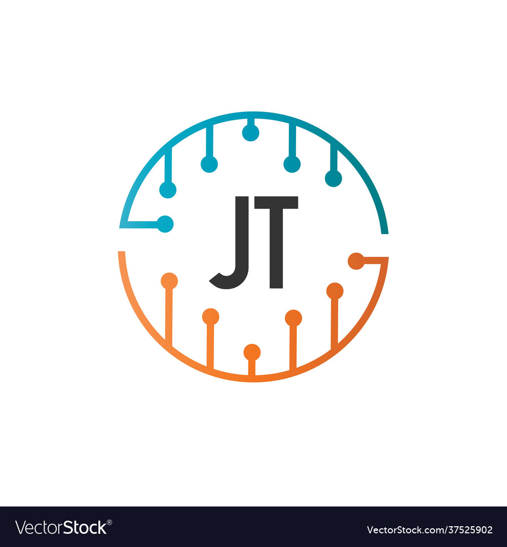 Initial letter jt future technology logo template Vector Image