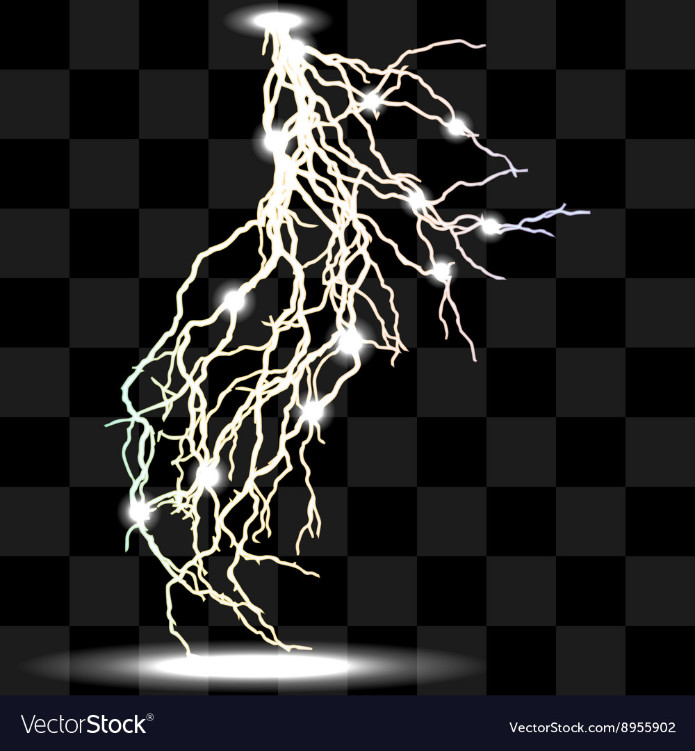 Isolated realistic lightnings with transparency