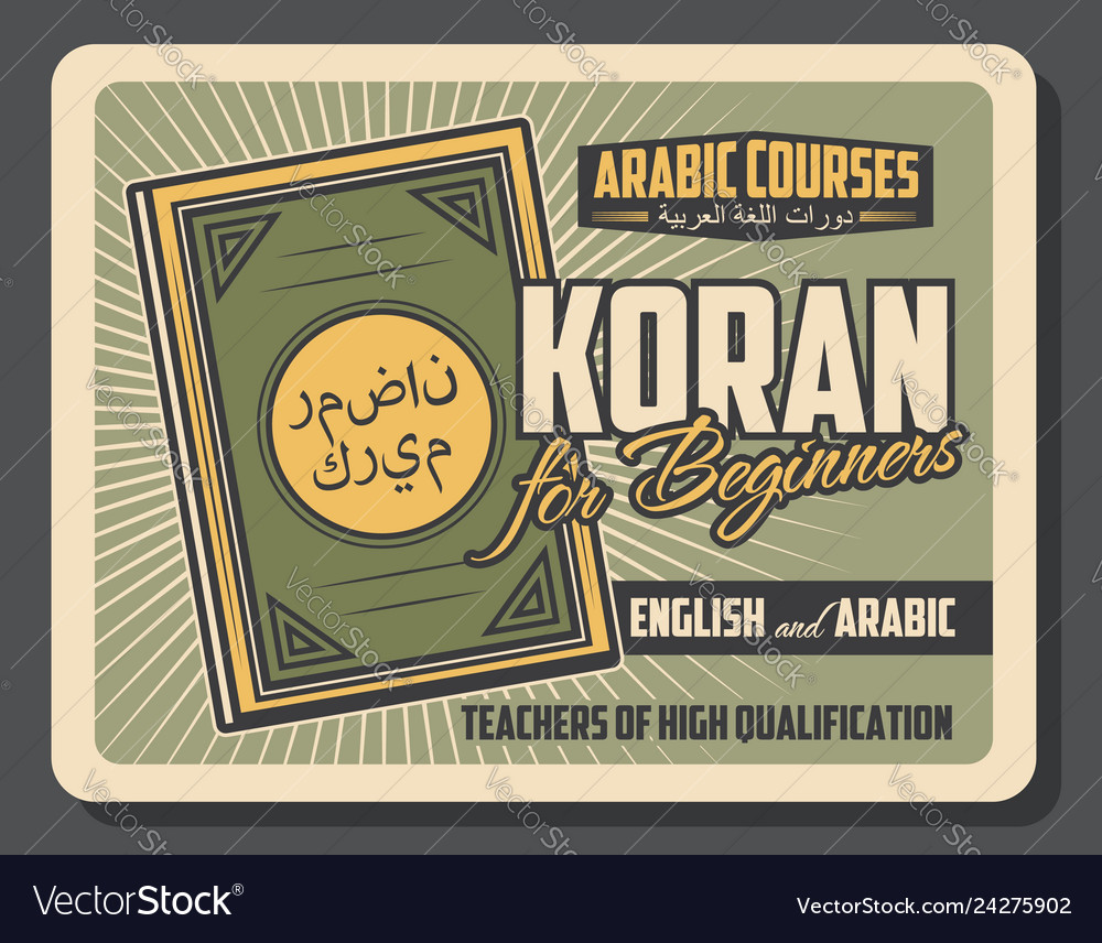 Koran study and islam religious worship poster Vector Image