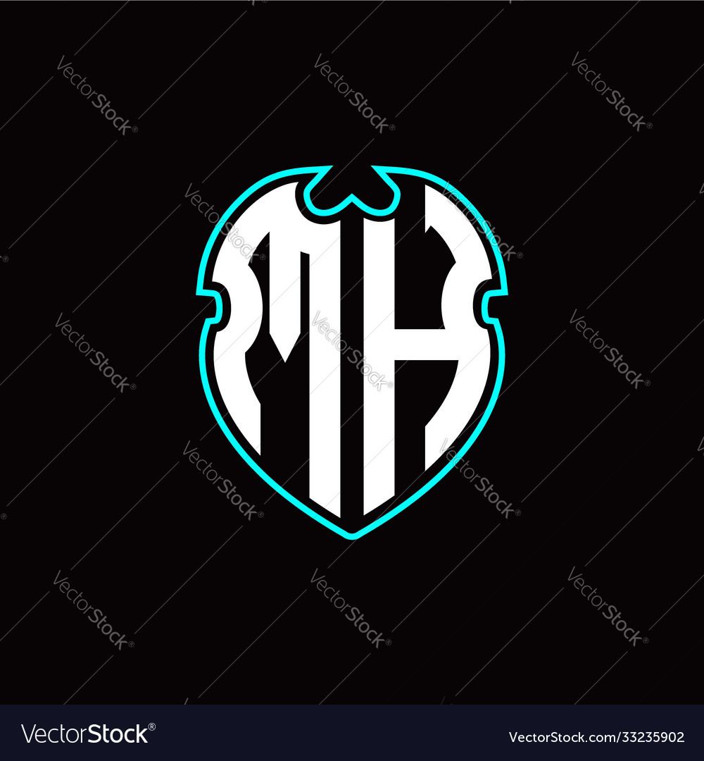 M h initial logo design with a shield shape