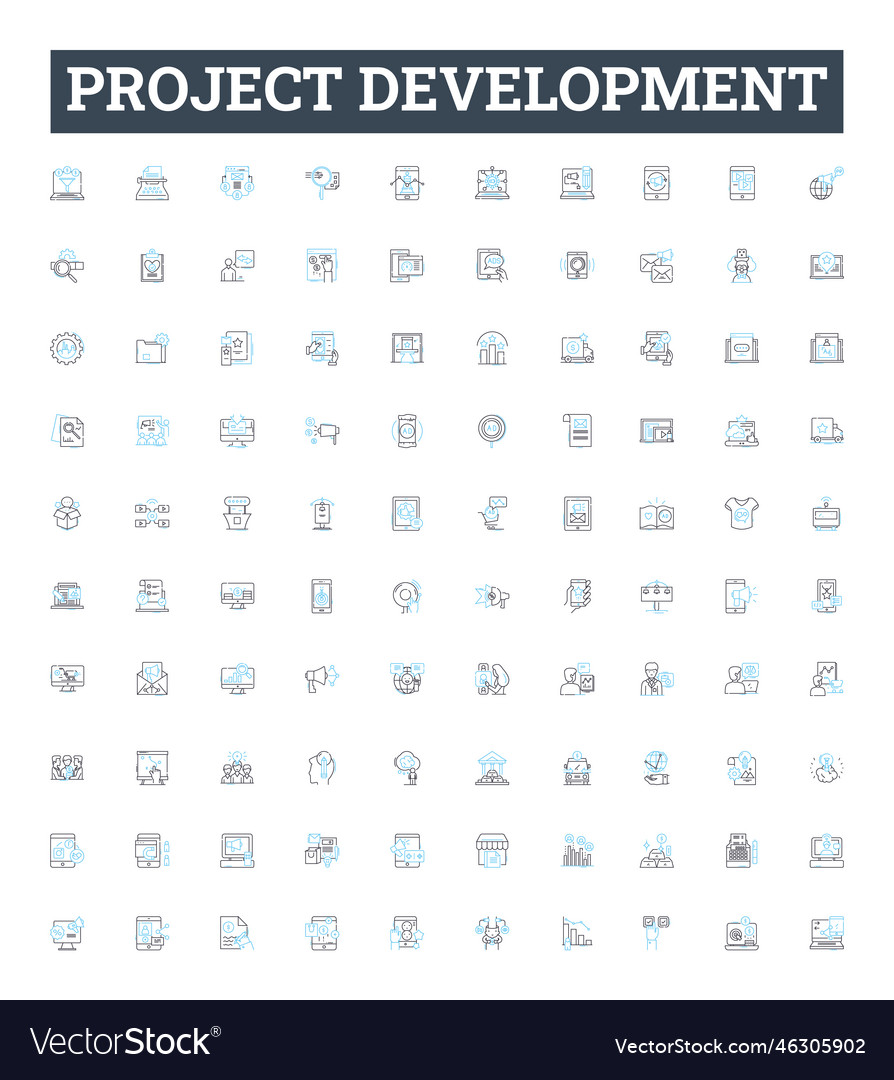 Project development line icons set vector image Project development line icons set