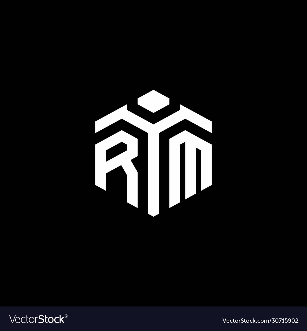 Rm monogram logo with abstract hexagon style