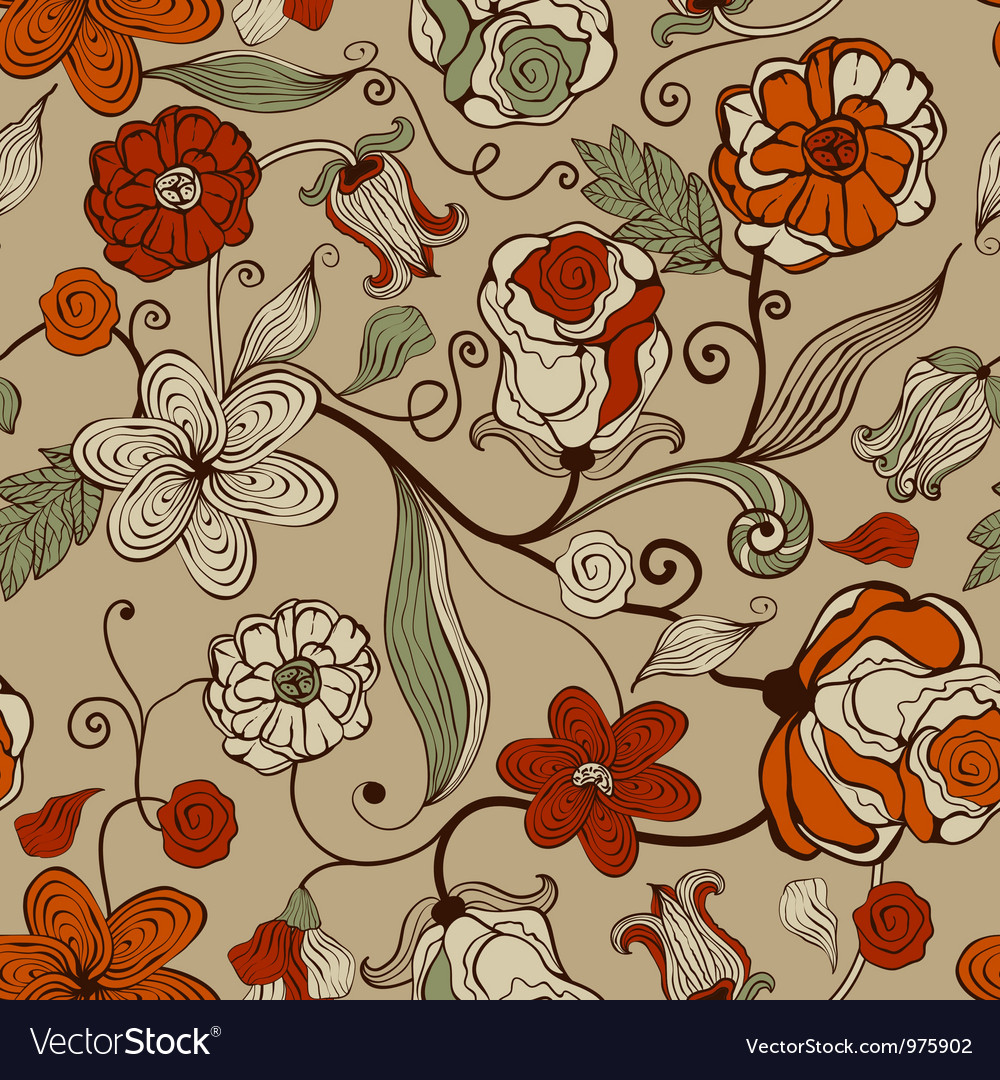 Seamless pattern with abstract flowers