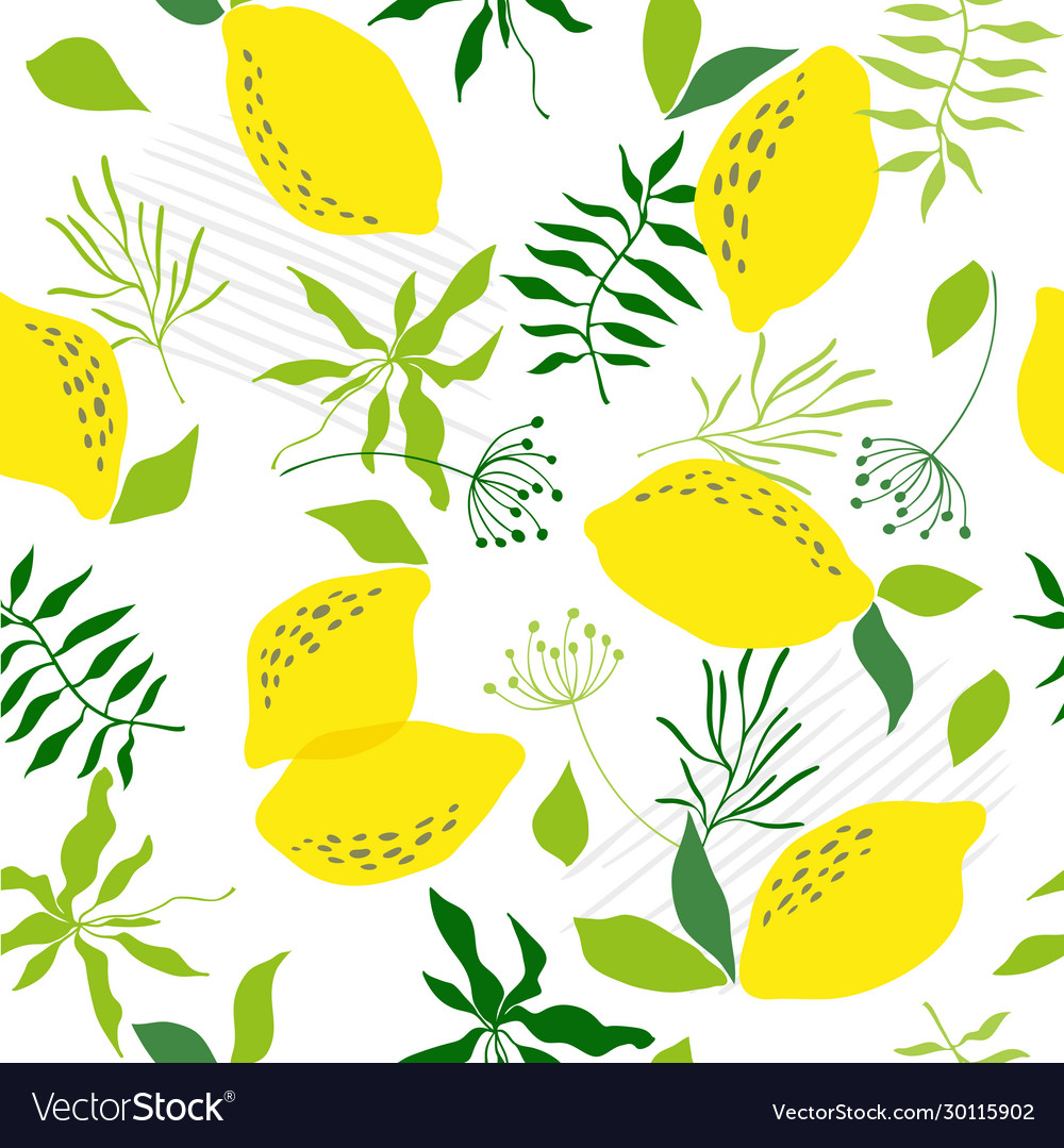 Seamless pattern with lemon hand