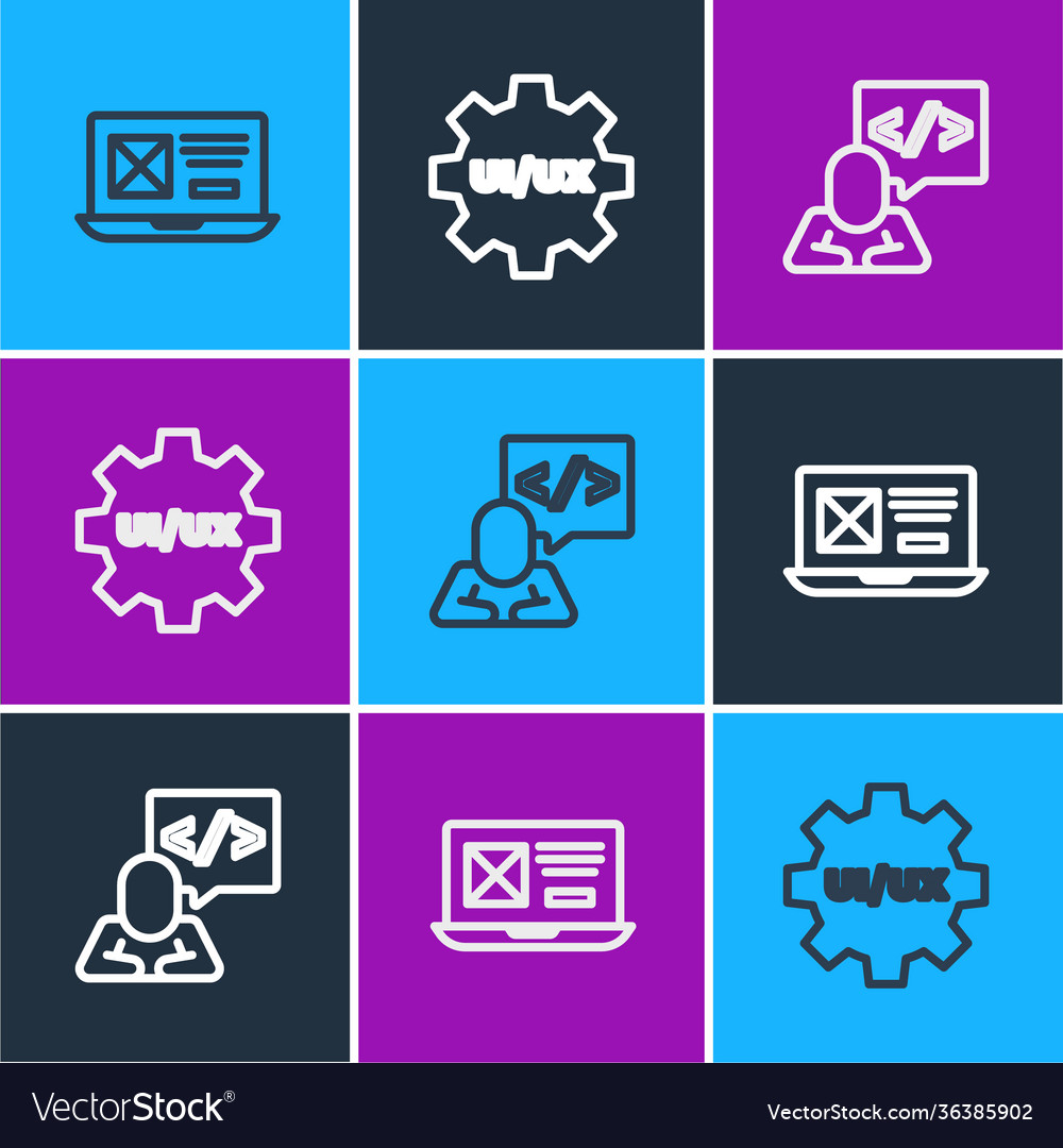 Set line ui or ux design front end development vector image Set line ui or ux design front end development