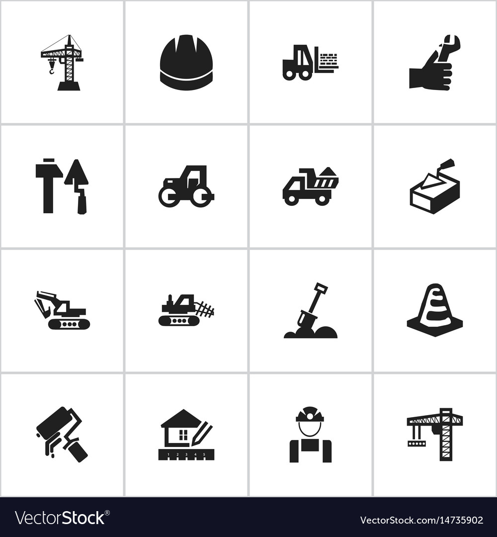 Set of 16 editable building icons includes