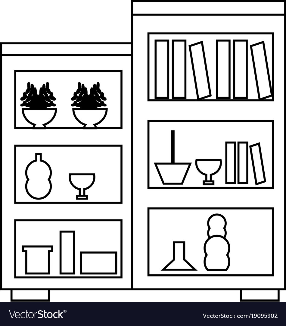 Shelves unit with decorative objects