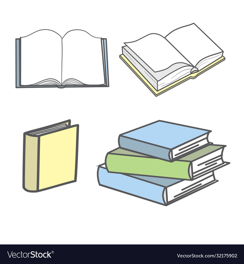 Stack multi colored books vector image Stack multi colored books