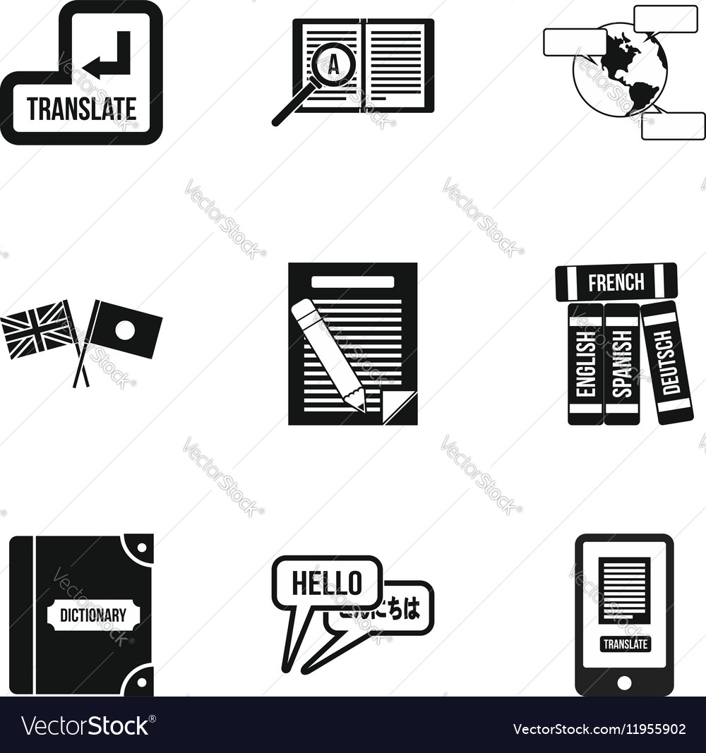 Translation of language icons set simple style Vector Image