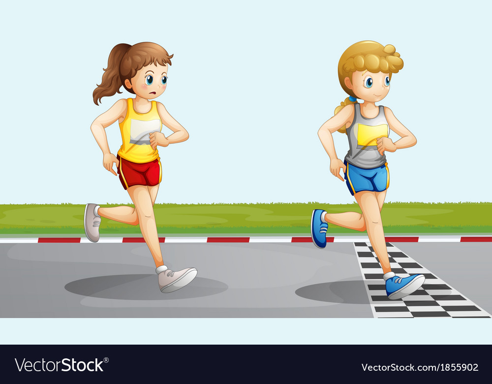 Two lovely girls racing Royalty Free Vector Image