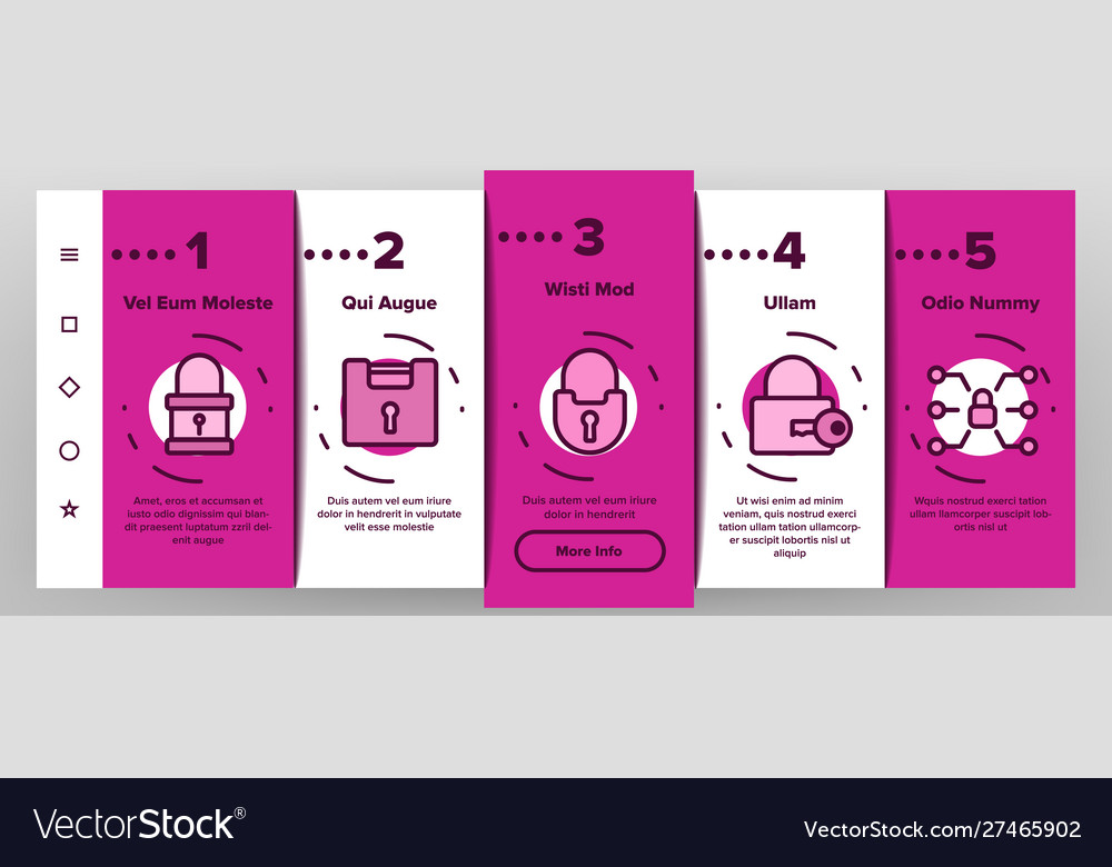 Type locks elements onboarding vector image Type locks elements onboarding