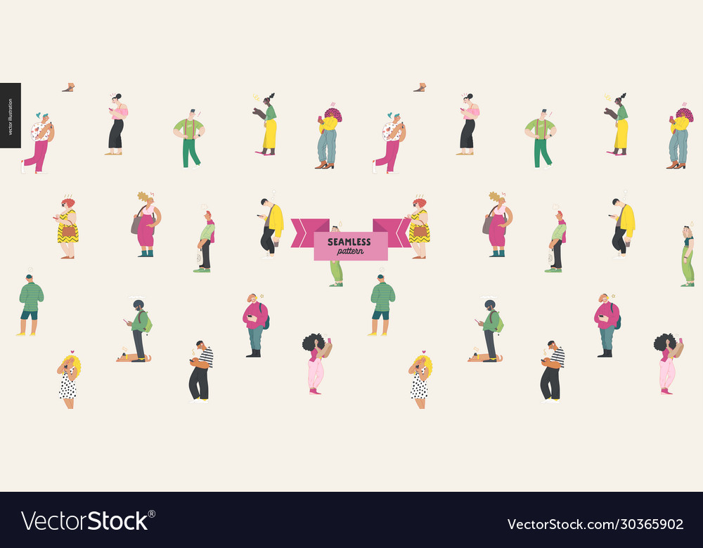 Waiting in line seamless pattern vector image Waiting in line seamless pattern