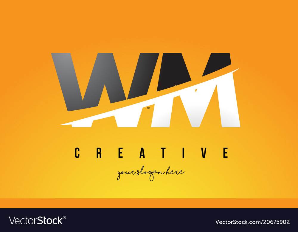 Wm w m letter modern logo design with yellow Vector Image