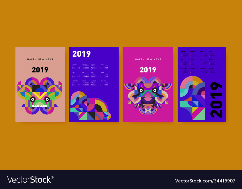 2021 calendar design template with colorful