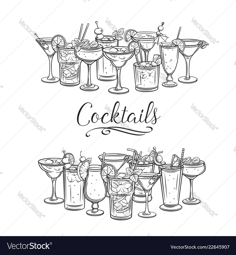 Alcoholic cocklails banners vector image Alcoholic cocklails banners