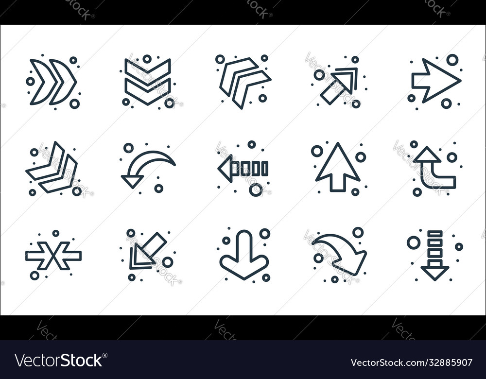 Arrows line icons linear set quality