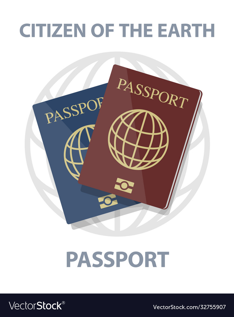 Biometric passports with globe Royalty Free Vector Image