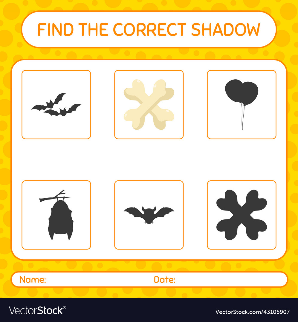 Find the correct shadows game with bone worksheet