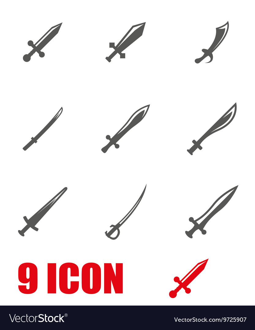 Grey sword icon set Royalty Free Vector Image VectorStock