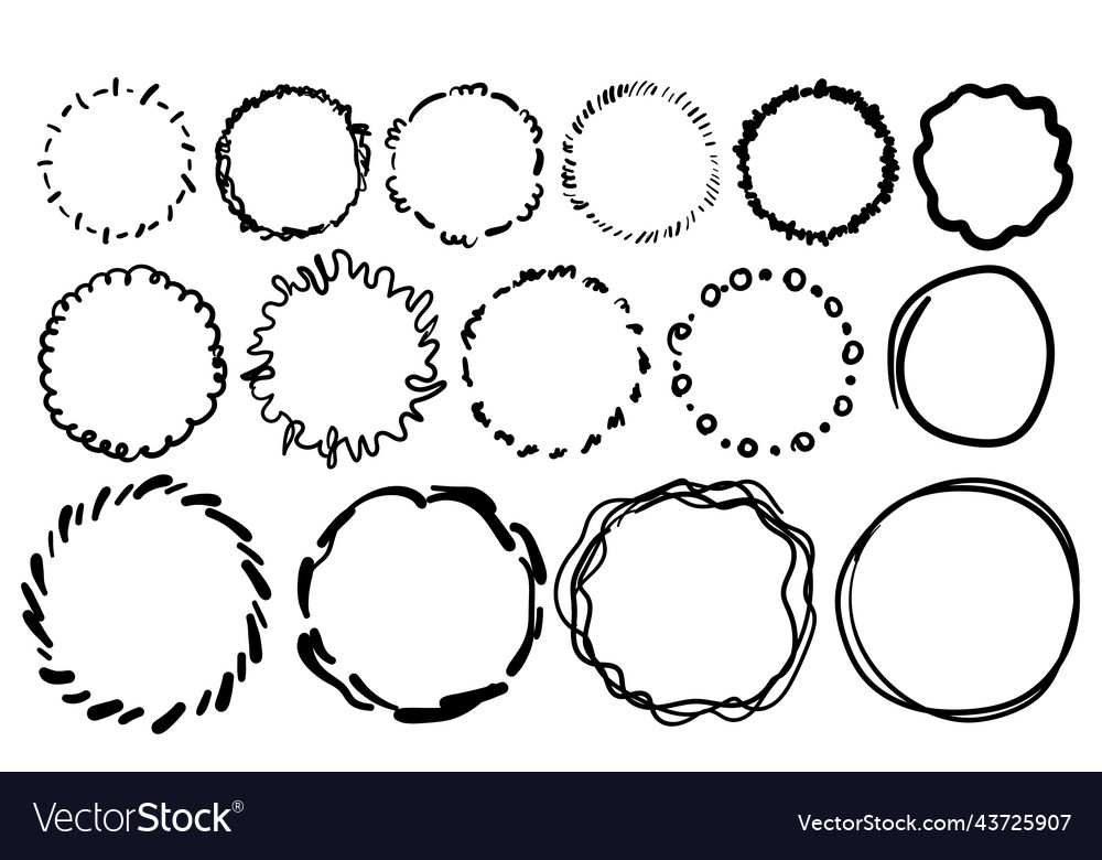 Hand drawn scribble circles Royalty Free Vector Image