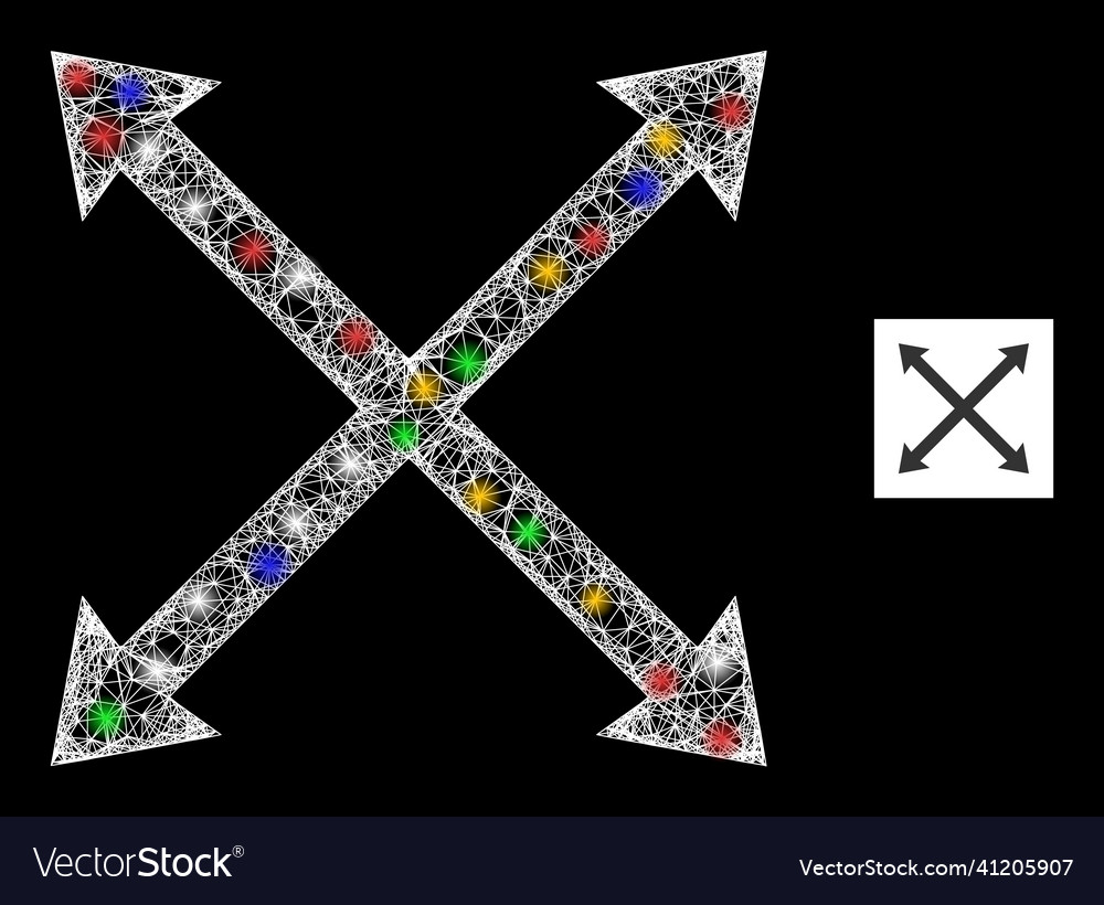 Net mesh enlarge arrows icon with multi colored vector image Net mesh enlarge arrows icon with multi colored