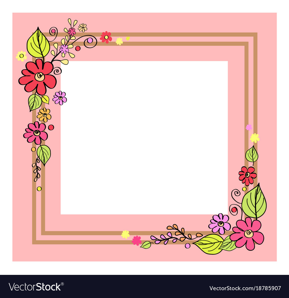 Pink frame with flowers on Royalty Free Vector Image