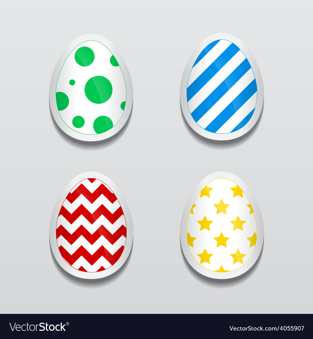 Set 3d egg stickers with different patterns