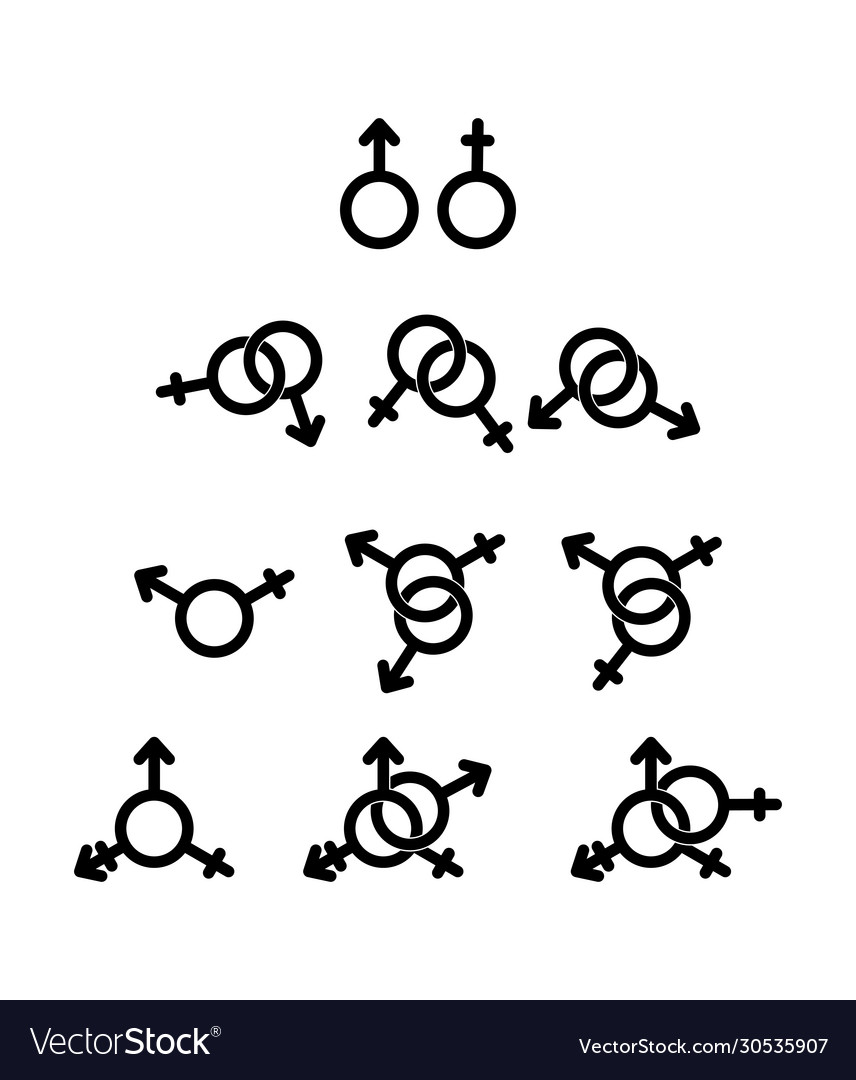 Set gender symbols in different combinations Vector Image Set gender symbols in different combinations