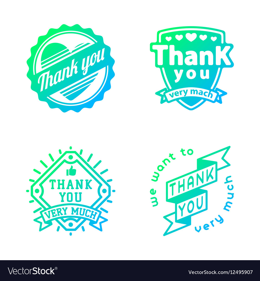 Thank you text lettering logo badge