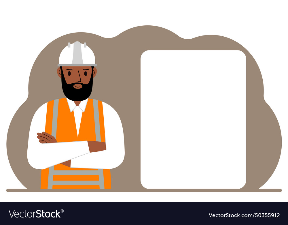 A male builder in hardhat and an orange vest