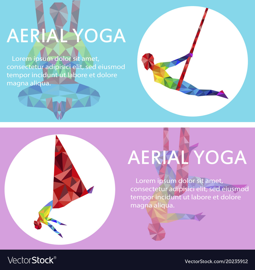 Aerial yoga flyers with woman silhouette