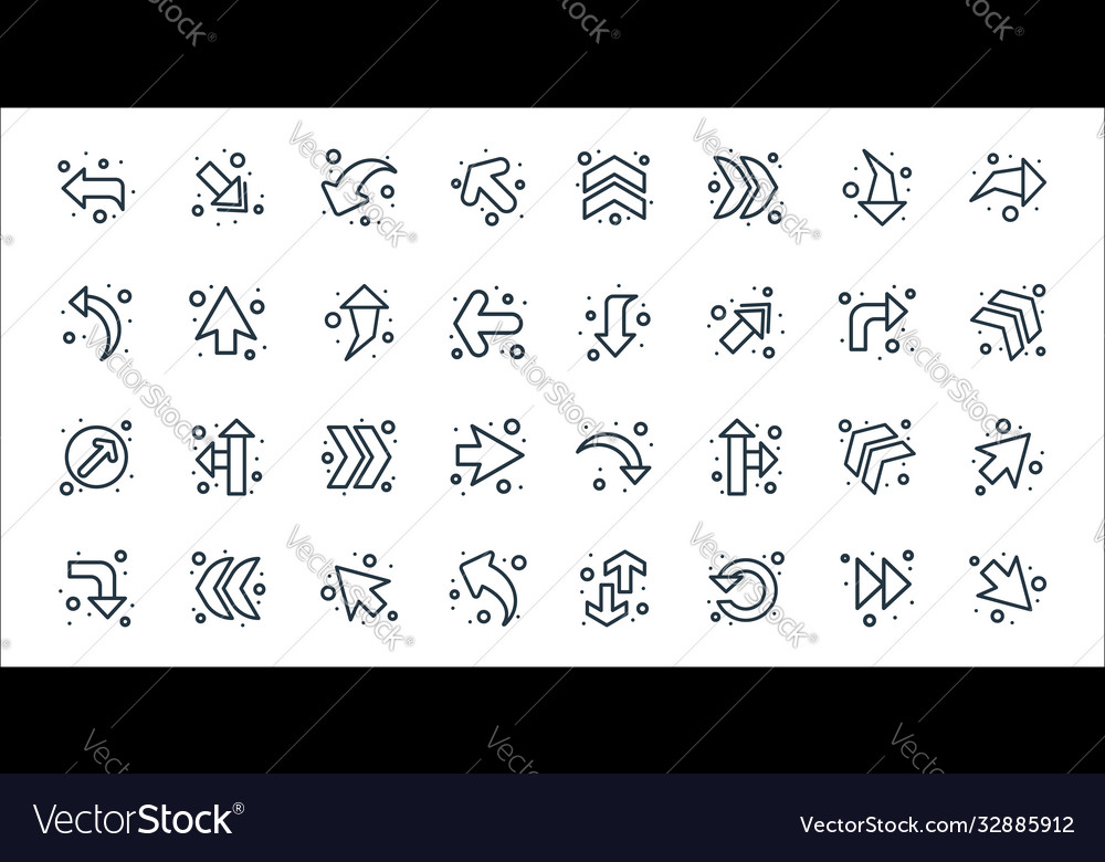 Arrows line icons linear set quality